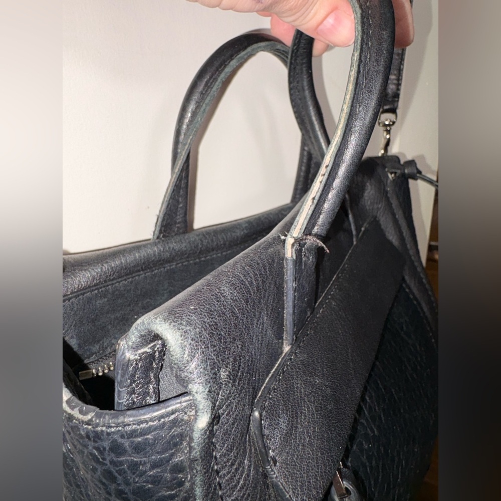 Coach Mini Riley Satchel Black Pebbled Leather Crossbody Bag 27923 - Picture 14 of 16